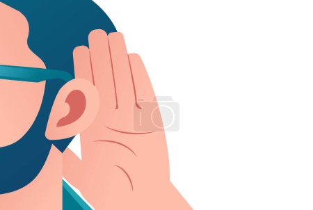 Illustration for Vector of a person listening carefully isolated on white background - Royalty Free Image