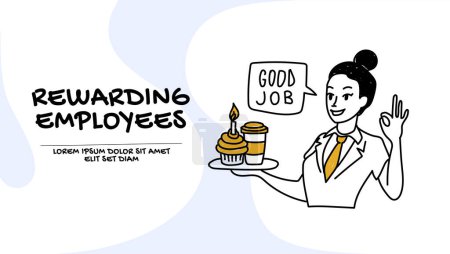 Ilustración de Concepto de consejos de flujo de trabajo productivo, recompensando a los empleados por un buen trabajo - Imagen libre de derechos