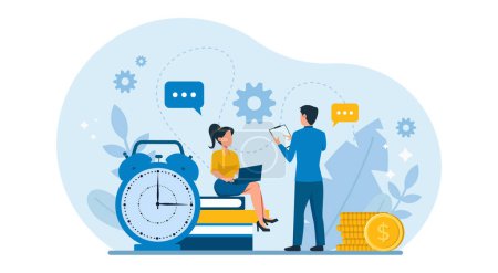Illustration for Business people working in a team managing time effectively - Royalty Free Image