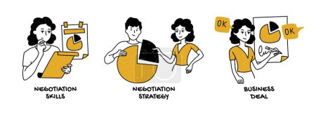 Ilustración de Competencias de negociación y estrategia en el concepto empresarial - Imagen libre de derechos