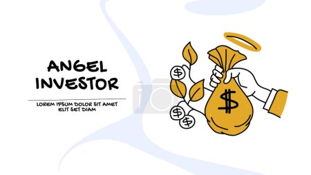 Illustration for Vector of an angel investor provides capital to startup, entrepreneur, or small business - Royalty Free Image