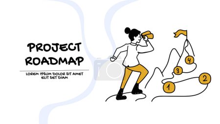 Ilustración de Gestión de proyectos y concepto de hoja de ruta. Ilustración empresarial - Imagen libre de derechos