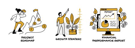 Investment, analysis, planning and trader strategy concept.Business illustration