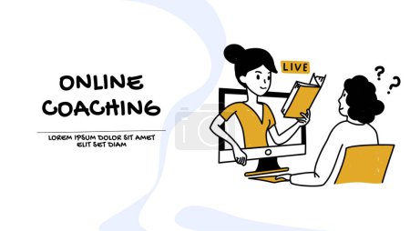 Illustration for Online coaching, assistance concept. Education illustration - Royalty Free Image