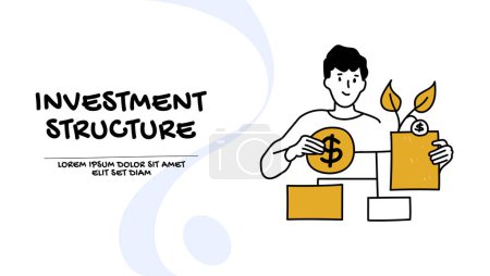 Ilustración de Estructura de inversión y concepto de diversificación de cartera, ilustración empresarial - Imagen libre de derechos