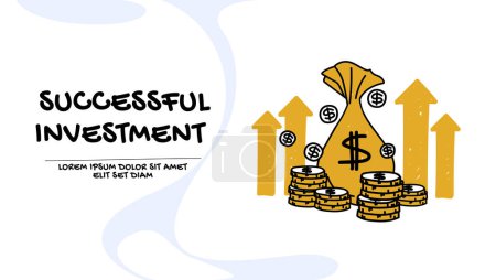 Ilustración de Inversión exitosa y concepto de recompensa financiera, ilustración de negocios - Imagen libre de derechos