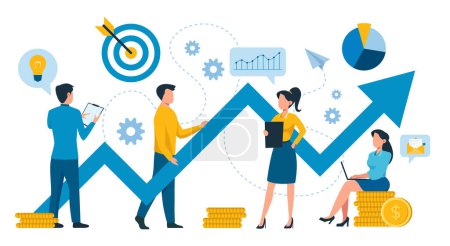Illustration for Vector of a business team working on a successful investment business strategy - Royalty Free Image