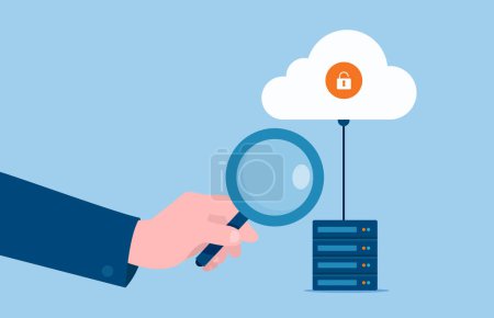 Téléchargez les illustrations : Service Cloud et concept de surveillance de la protection des données - en licence libre de droit