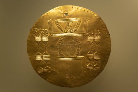 Photo for Ancient rounded pectoral of a chaman-animal at golden museum - Royalty Free Image