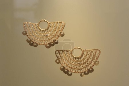Photo for Beautiful ancient tairona culture golden nose rings at golden museum - Royalty Free Image