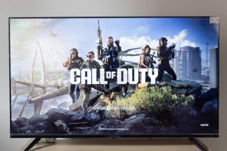 Photo for Warzone call of duty 2023 edition intro image into an android smart tv - Royalty Free Image