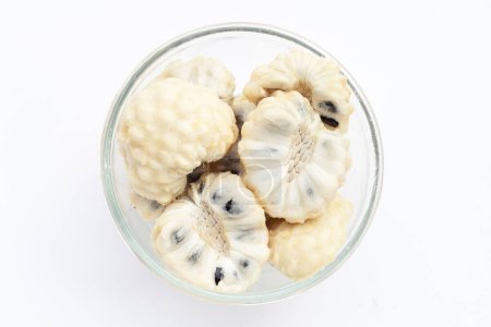 Photo for Custard apple in glass bowl on white background. - Royalty Free Image