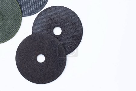 Photo for Sanding discs on white backgroun, Angle grinder tool - Royalty Free Image
