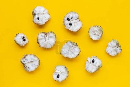 Photo for Custard apple on yellow background. - Royalty Free Image