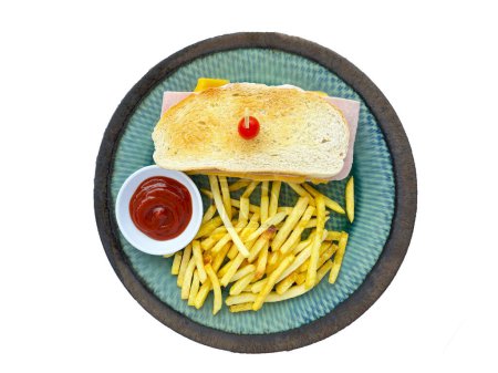 Photo for Sandwich and french fries in plate - Royalty Free Image