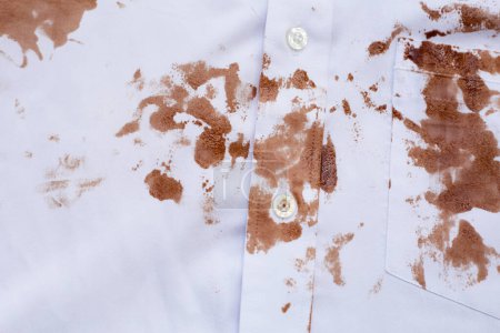 Photo for Dirty choclate stain on white shirt - Royalty Free Image
