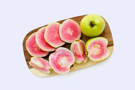 Photo for Fresh pink guava on white background. - Royalty Free Image