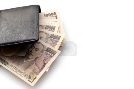 Photo for Japanese banknote 10000 yen, Japanese money with black wallet - Royalty Free Image
