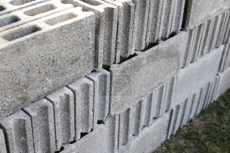 Stack of cement bricks, cement blocks