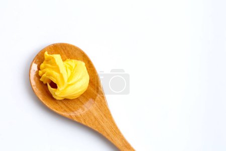Margarine cheese butter on white background.