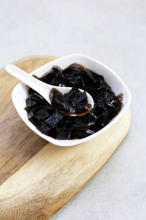 Photo for Grass jelly, herbal dessert. Mesona chinensis - Royalty Free Image