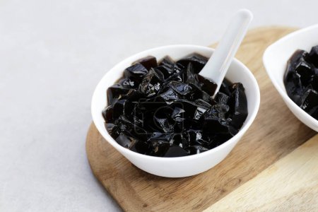 Photo for Grass jelly, herbal dessert. Mesona chinensis - Royalty Free Image