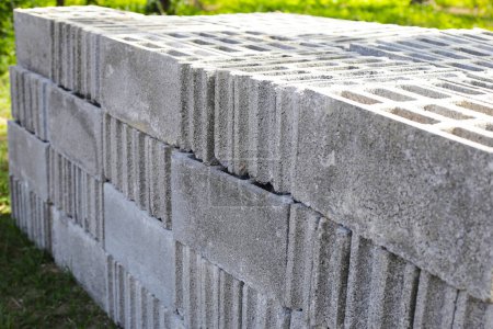 Stack of cement bricks, cement blocks