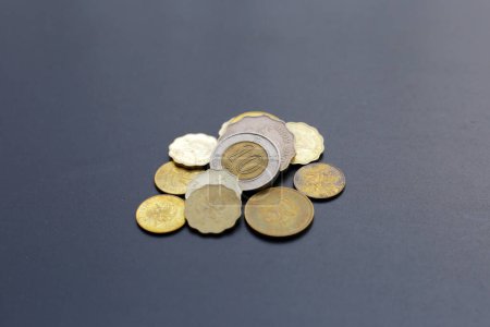 Hong Kong money, Coins on dark background.