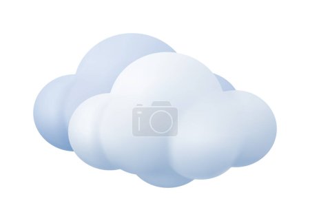 Illustration for Cloudy meteorological condition, isolated weather forecast icon. Visible mass of condensed water vapor. Vector in three dimensional 3d, realistic style - Royalty Free Image