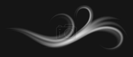 Illustration for Blowing or howling wind moving smoke or vapor. Isolated air current with swirls and whirls. Gale and storm gust, weather conditions. Vector in realistic style - Royalty Free Image