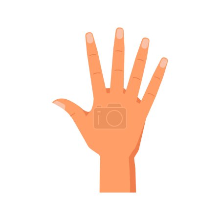 Illustration for Raised fingers showing number five, isolated hand gesture enumeration or counting with help of arm. Nonverbal communication signs. Vector in flat style - Royalty Free Image