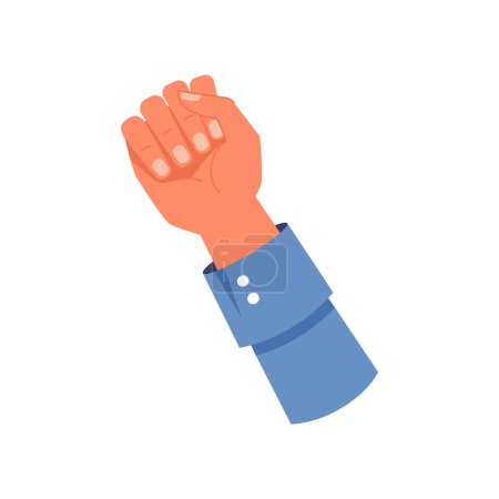Illustration for Raised up hand of a protester, arm gesture in demonstration. Riot or objection, expressing problems and claims in public. Vector in flat cartoon style - Royalty Free Image