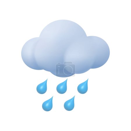 Regenwolken-Zyklon, isolierte Wettervorhersage-Ikone. Meteorologisches Zeichen, Regen und Regentropfen nieseln. Vektor regnerisch bewölkt 3D, realistisches Stilikon