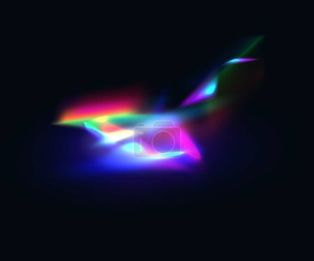 Illustration for Background with diamond lights, glowing shiny streak glare. Vector rainbow crystal light leak flare reflection effect. Colorful optical rainbow lights beam lens - Royalty Free Image