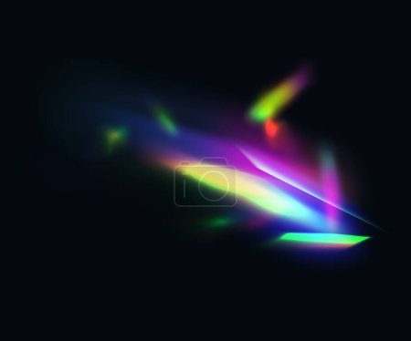 Ilustración de Reflejo de destello de prisma o diamante. Lente de luz colorida, resplandor borroso brillo. Brillo vectorial, haces radiantes de espectro. gema 3d brillante resplandor iridiscente - Imagen libre de derechos