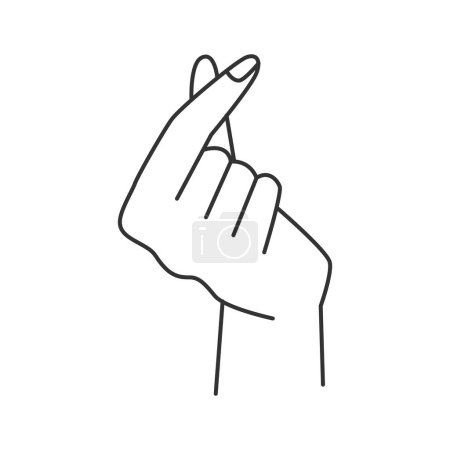 Ilustración de Gestos abstractos de mano de línea contando dinero, pulgar aislado y movimiento del dedo índice. Signo de comunicación no verbal, icono aislado de la mano que expresa necesidad. Manicura perfecta - Imagen libre de derechos