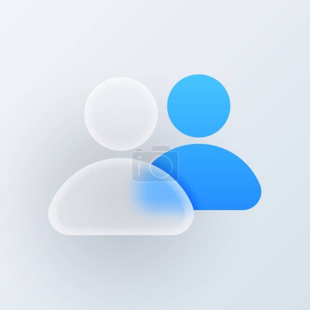Ilustración de Botón de desenfoque de gradiente de usuario con glassmorphism, diseño de icono 3D. Signo de avatar perfil. Símbolo de silueta de hombre de negocios. Diseño de vidrio transparente. plantilla de avatar humano, botón web - Imagen libre de derechos
