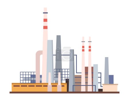 Illustration for Oil industry, gas extraction and refinery, storage and export or import business. Isolated petroleum factory or station, industry. Vector in flat style - Royalty Free Image