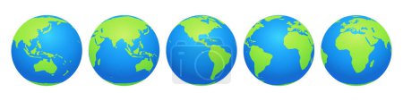 Ilustración de World map on rounded earth globe. Isolated icon of planet with countries, continents, seas and oceans. Worldwide geography and cartography. Vector 3d realistic style - Imagen libre de derechos