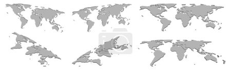 Illustration for Earth and world map, geography and cartography. Land and water mass. Travel and business, continents design in monochrome. Vector in isometric 3d style - Royalty Free Image