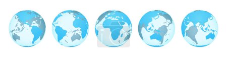 Téléchargez les illustrations : World map on earth spherical globe planet showing continents and oceans. Isolated geography and cartography, travel and business icon. Vector illustration 3d realistic style - en licence libre de droit