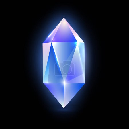 Téléchargez les illustrations : Crystal or brilliant, isolated glowing precious stone or diamond with facets. Jewelry and rocks minerals for decoration or game design. Vector in realistic style - en licence libre de droit