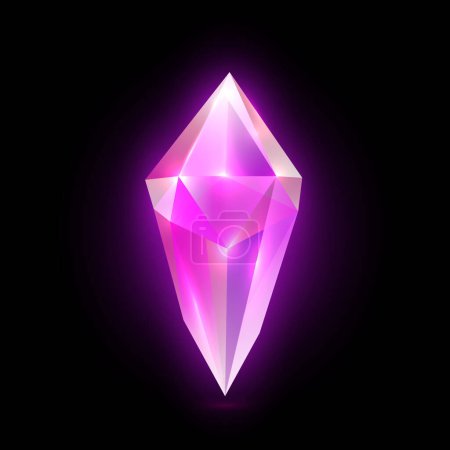 Ilustración de Pink opal or rose quartz, isolated brilliant or glowing crystal with facets and sides. Rock mineral and precious stones for jewelry. Vector in realistic style - Imagen libre de derechos