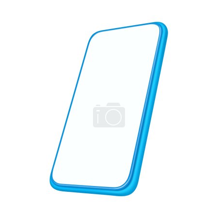 Téléchargez les illustrations : Smartphone with copy space, isolated empty screen view of gadget. Mobile phone with blank display, frame for application. Vector illustration, 3d style - en licence libre de droit
