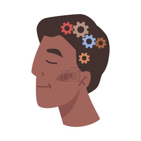 Téléchargez les illustrations : Psychological help with personal mental processes, finding inner balance. Health and care for mind soundness and conscious assistance. Vector in flat style - en licence libre de droit