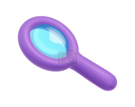 Illustration for Magnifying glass symbol of search and discovery, exploration and looking for objects. Isolated realistic icon of instrument. 3d style vector illustration - Royalty Free Image