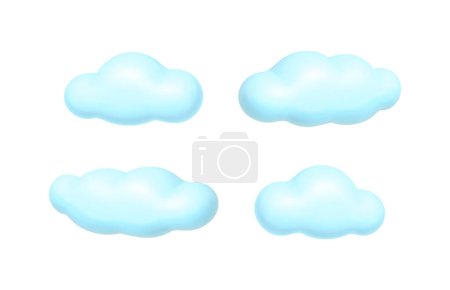 Illustration for Cloud or weather conditions isolated realistic icons. Mass of condensed water vapor, mist or fog, smoke floating in air. 3d style vector illustration - Royalty Free Image