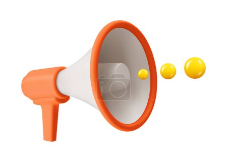 Téléchargez les illustrations : Megaphone announcement and advertisement, isolated icon of horn with presentation or promotion. Ads for shops and stores. 3d style vector illustration - en licence libre de droit