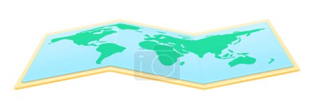 Illustration for Paper world map with continents and oceans. Isolated tool for navigation and traveling, cartography and mapping, geography. 3d style vector illustration - Royalty Free Image