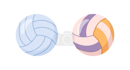 Ilustración de Game inflatable ball for sports exercises or physical activities. Isolated volleyball equipment, summer hobby and professional training. Vector in flat style - Imagen libre de derechos